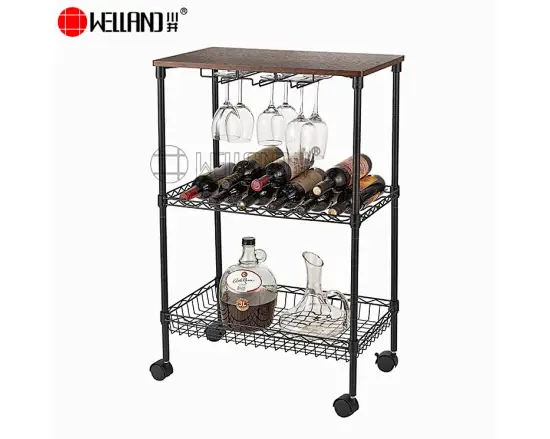 Wine Bar Serving Cart for The Home Kitchen with Glass Holder