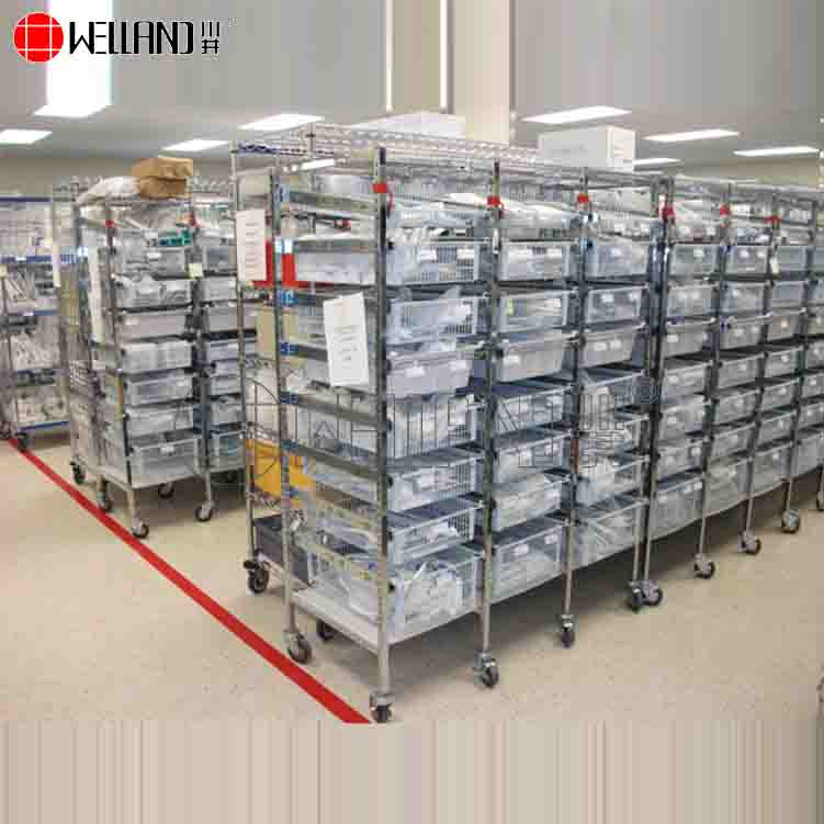hospital wire shelving cart