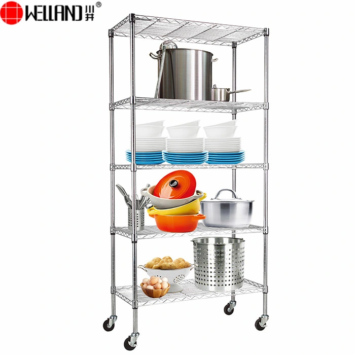 chrome wire shelving on wheels