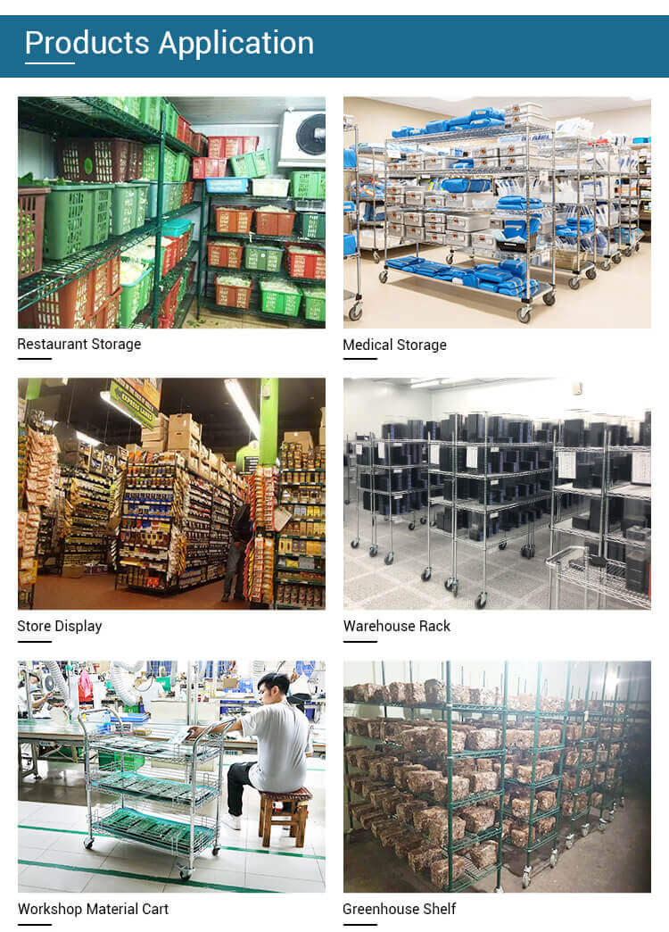 estantería de alambre comercial
