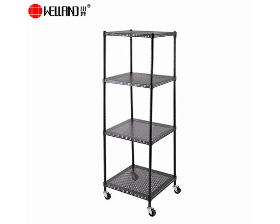 New 4 Tiers Perforated Steel Shelving on wheels