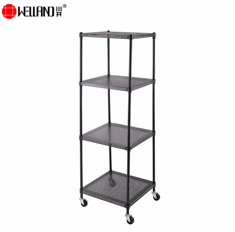 perforated steel shelving on wheels