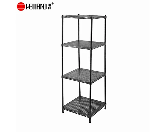 New Black 4 Tiers Perforated Steel Shelving
