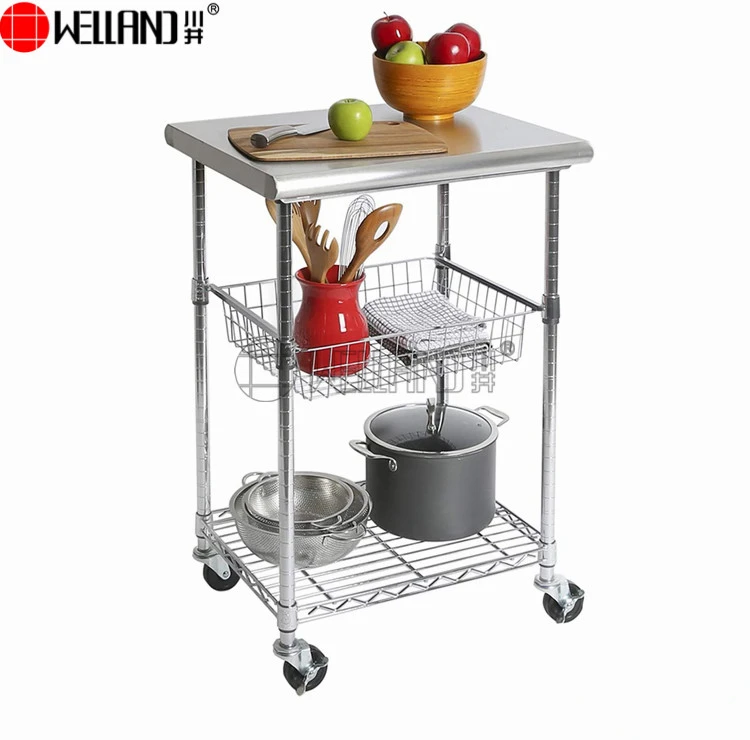stainless steel kitchen work table cart