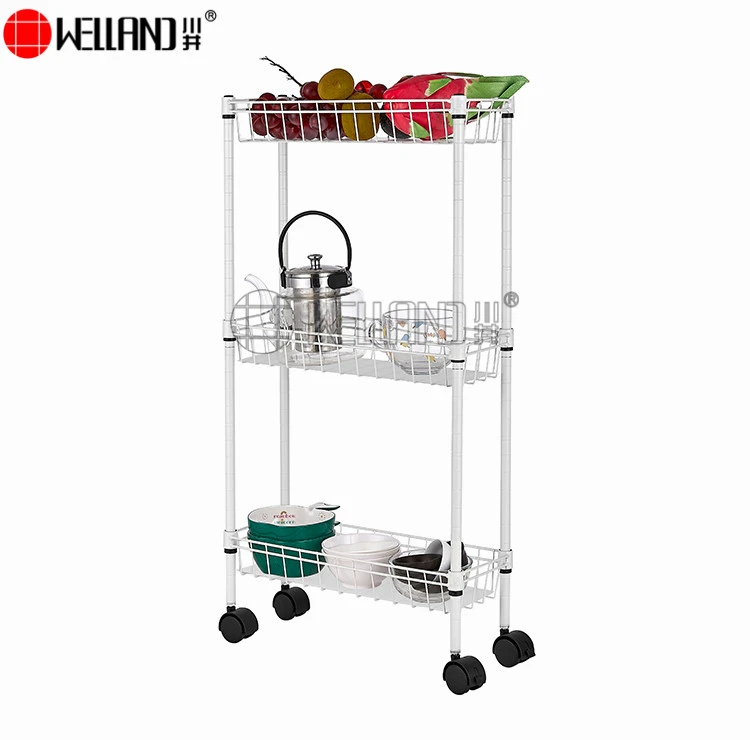 narrow kitchen basket trolley