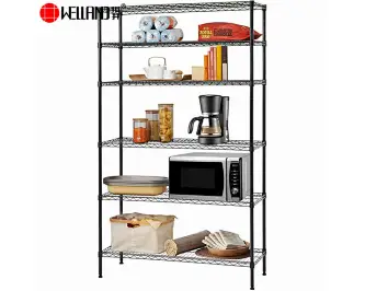 Heavy Duty 6 Tier Black Wire Shelving for Storage