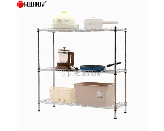 Rectangle 3 tiers chrome kitchen shelf
