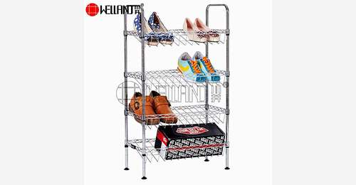 Simple 3 Tier Chrome Wire Shoe Rack Suppliers