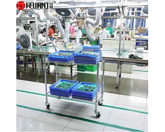 2 Tier Chrome Racking Trolley with Shelf Ledge