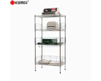 4 Tiers Chrome Wire Frame Shelf with Dividers