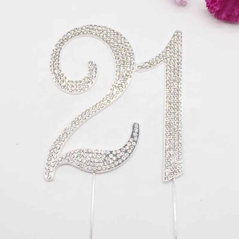 Custom Birthday Numbers Cake Topper Shinning Crystal Rhinestone Cake Pick Cake Toppers