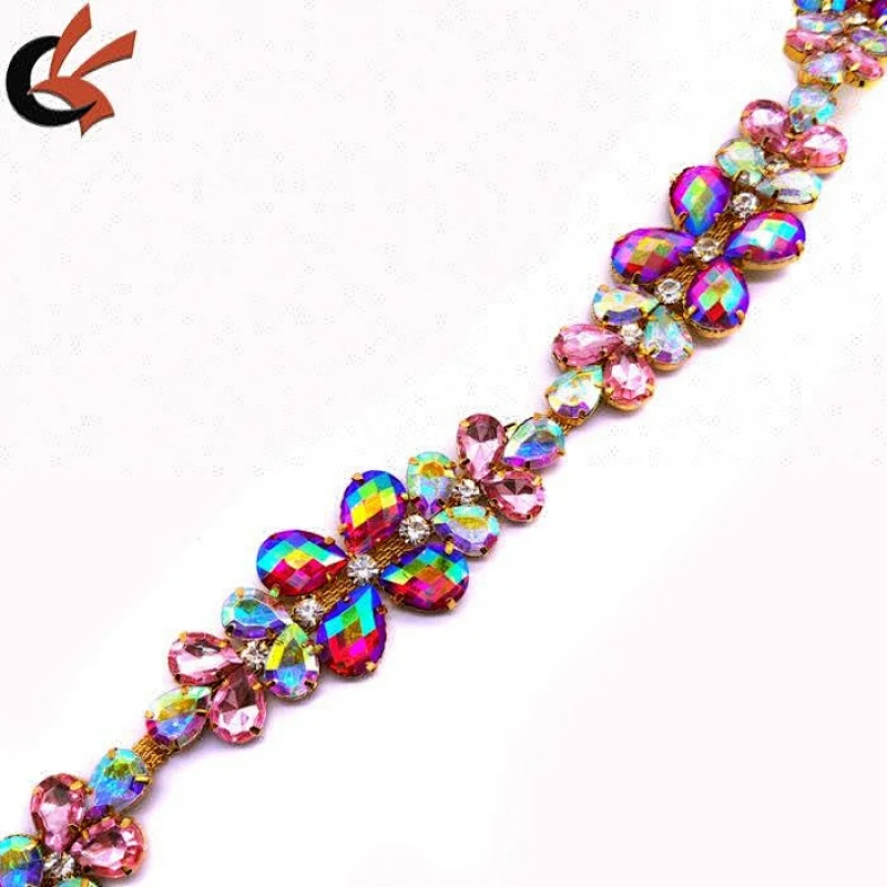AB clear rhinestone cup chain trimming for clothing