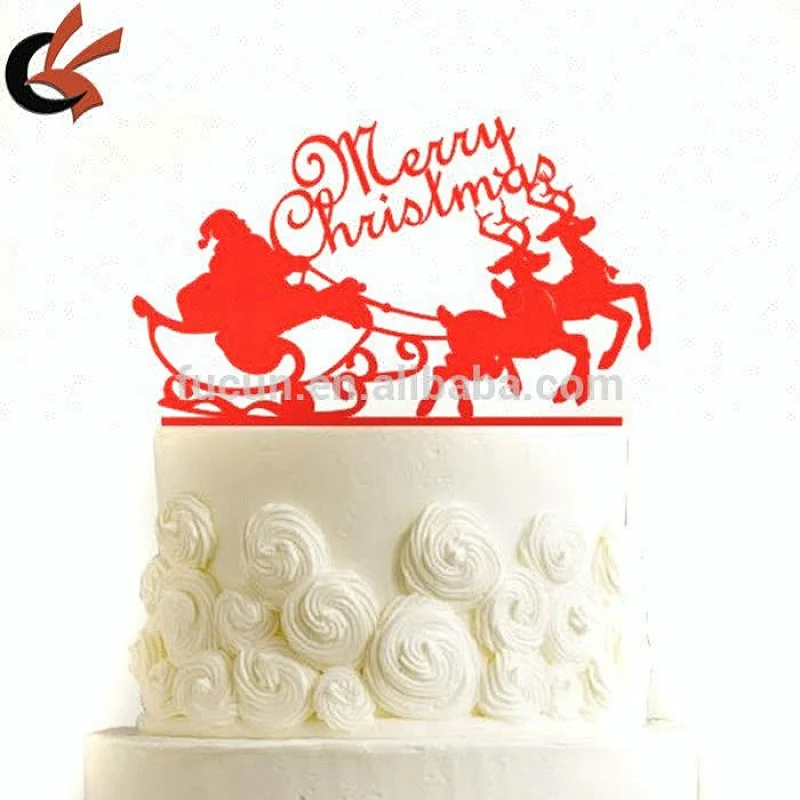 wholesale Merry Christmas red acrylic cake topper
