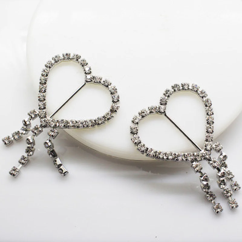 Hot sale New Designs High Quality heart shape Rhinestone Pair Buckle for Belt in Bulk