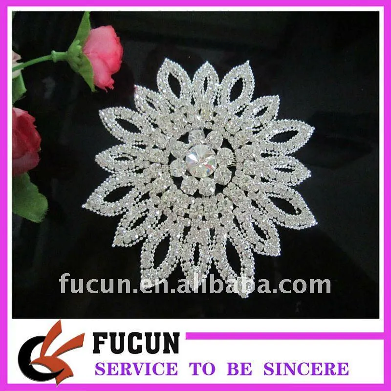 rhinestone large flower brooch pin
