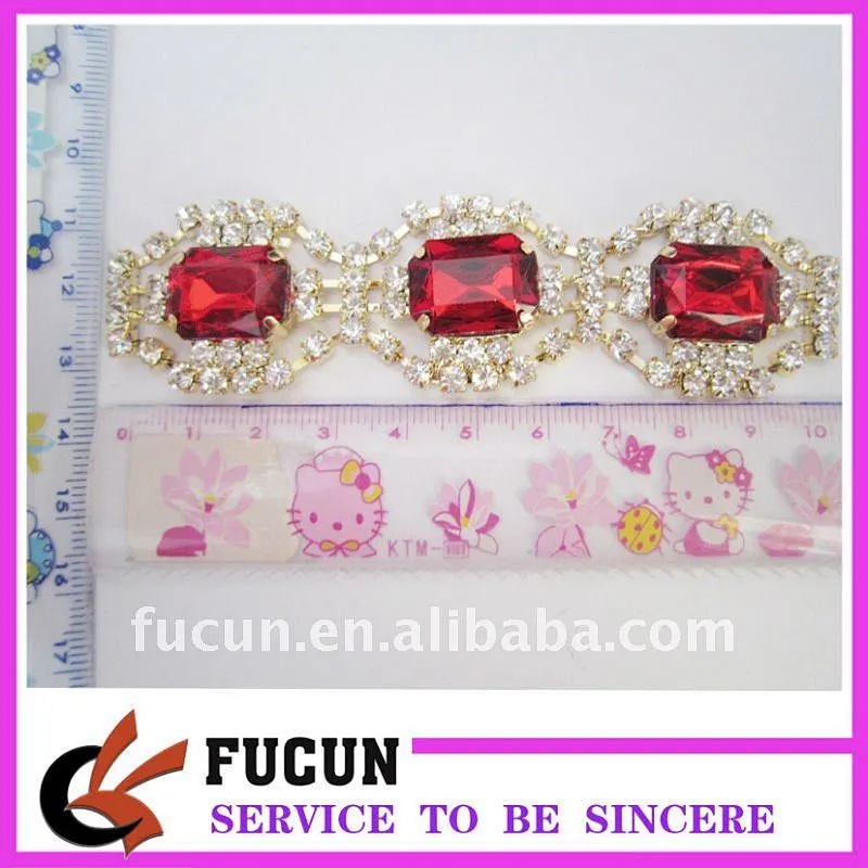 Gold plated colorful acrylic rhinestone trimmings wedding decoration wholesale
