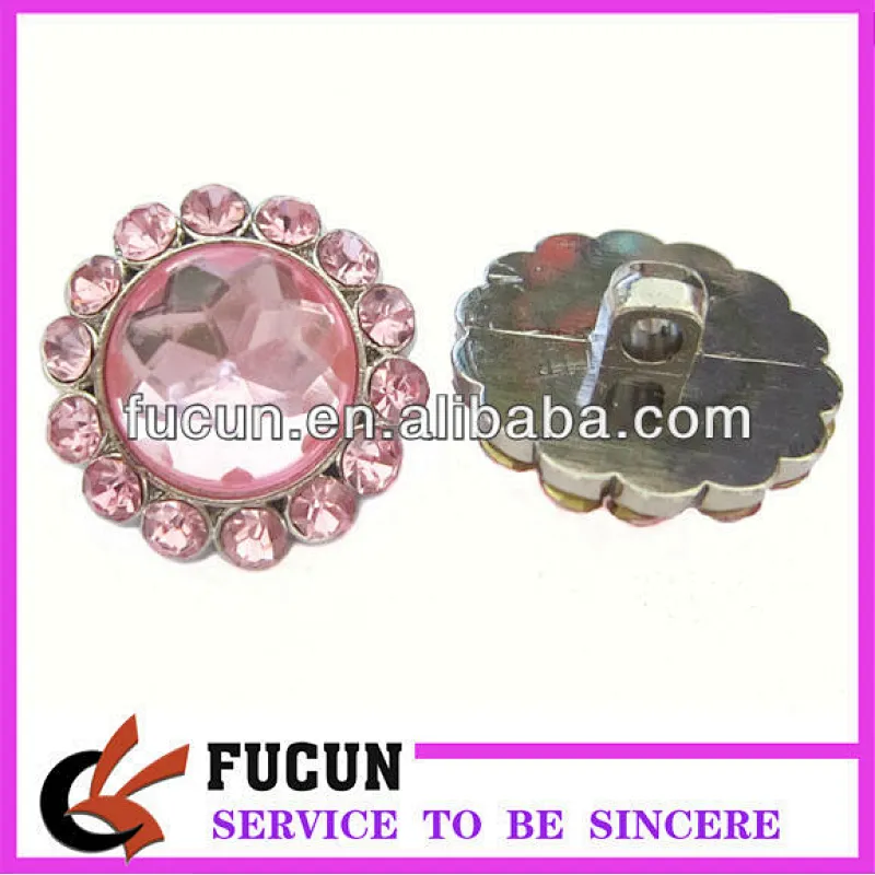 hot sale pink crystal rhinestone button rhinestone plastic button acrylic buttons