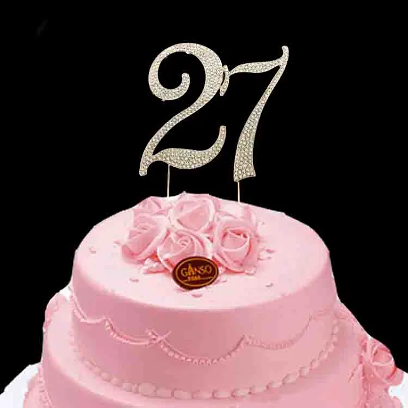 China Guangzhou supplier silver plating diamante rhinestone birthday number cake topper