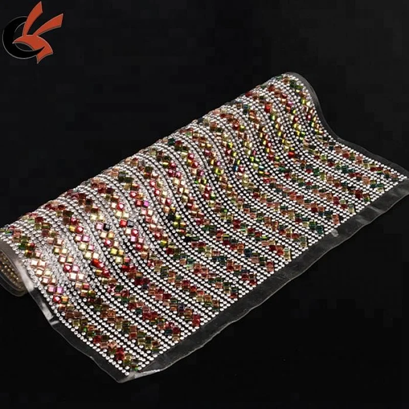 2018 High Quality Hot Fix Resin Rhinestone Mesh Trimming