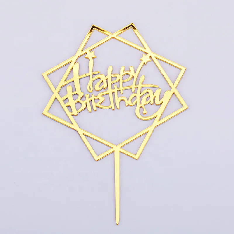 Hot selling custom multicolor cake accessory cake topper acrylic for happy birthday decoration