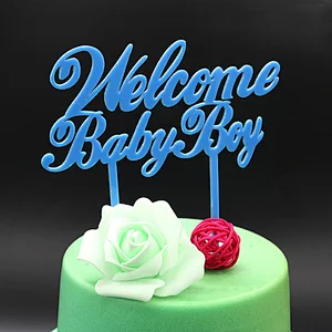 New Product ideas 2018 Welcome Baby Boy Coming Cake Topper for children birthday decor
