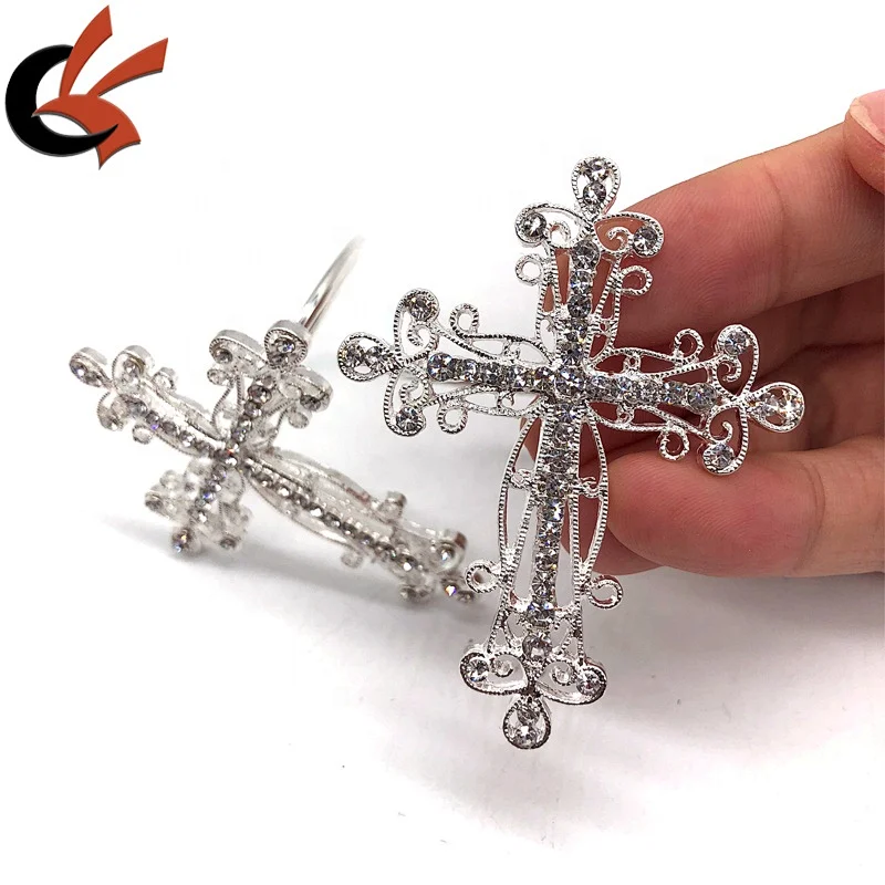 Wedding party christening table decoration rhinestone cross napkin ring holders