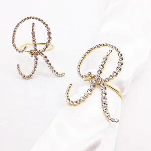 Rhinestone Table Decor Bling Supplies Wholesale Gold Letter R Napkin Ring