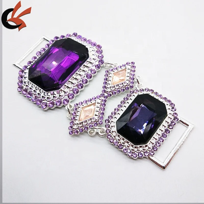 2019 new products purple rhinestone Metal bikini connectors