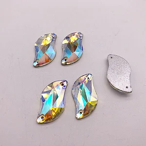 Hot sale Flat back  S shape 21*28mm crystal  sewing  on glass stone for wedding dress