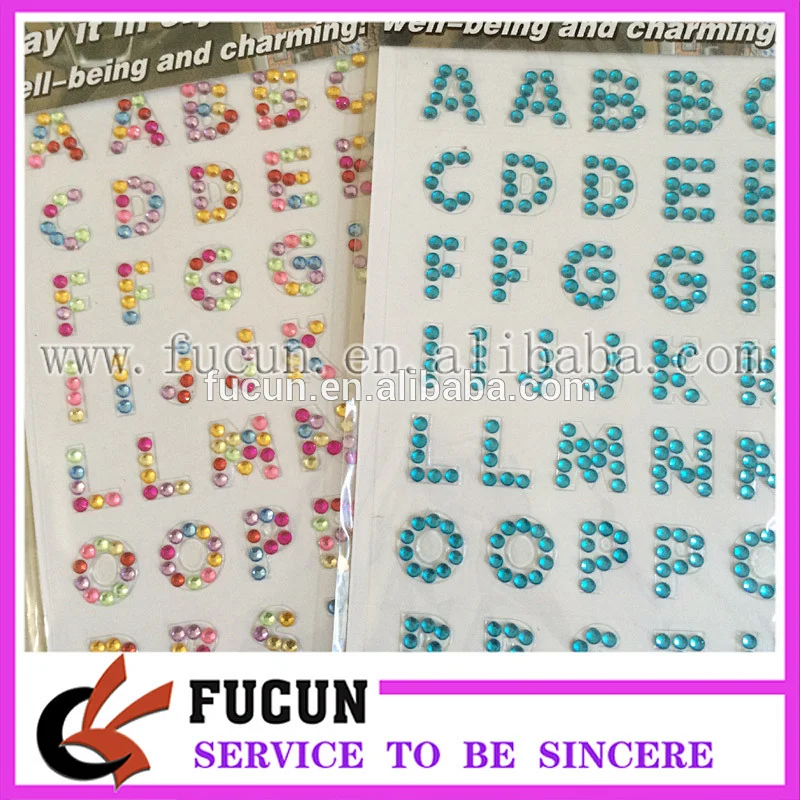 Colors Alphabet Letters Gemstone Rhinestone Scrapbooking Stickers