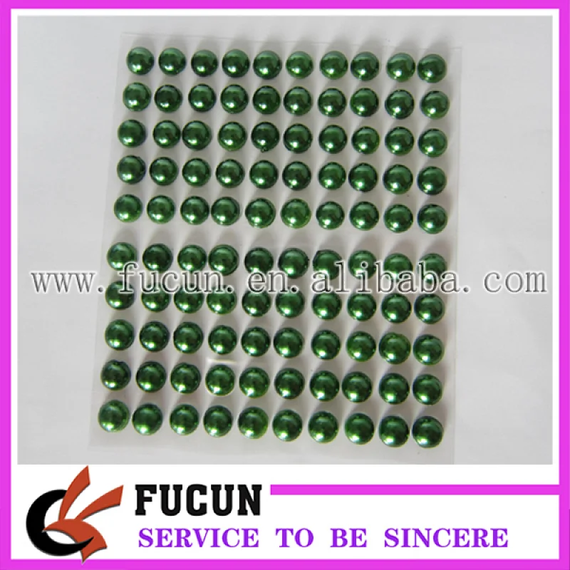 Fashion design acrylic rhinestone sticker pearl emerald crystals gems sticker