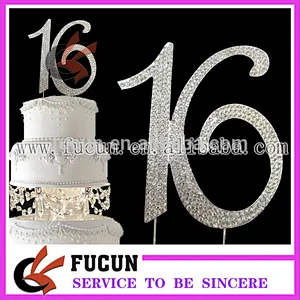 silver rhinestone number crystal cake topper birthday party /wedding supplies wholesale china