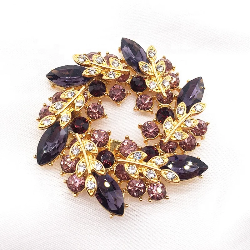 Custom Crystal Glass Jewelry lady shoulder rhinestone brooches wholesale