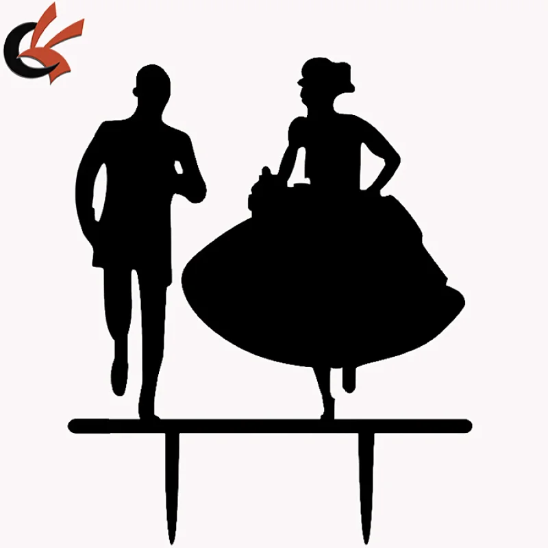 Eloping Bride & Groom Acrylic Wedding Day Cake Topper
