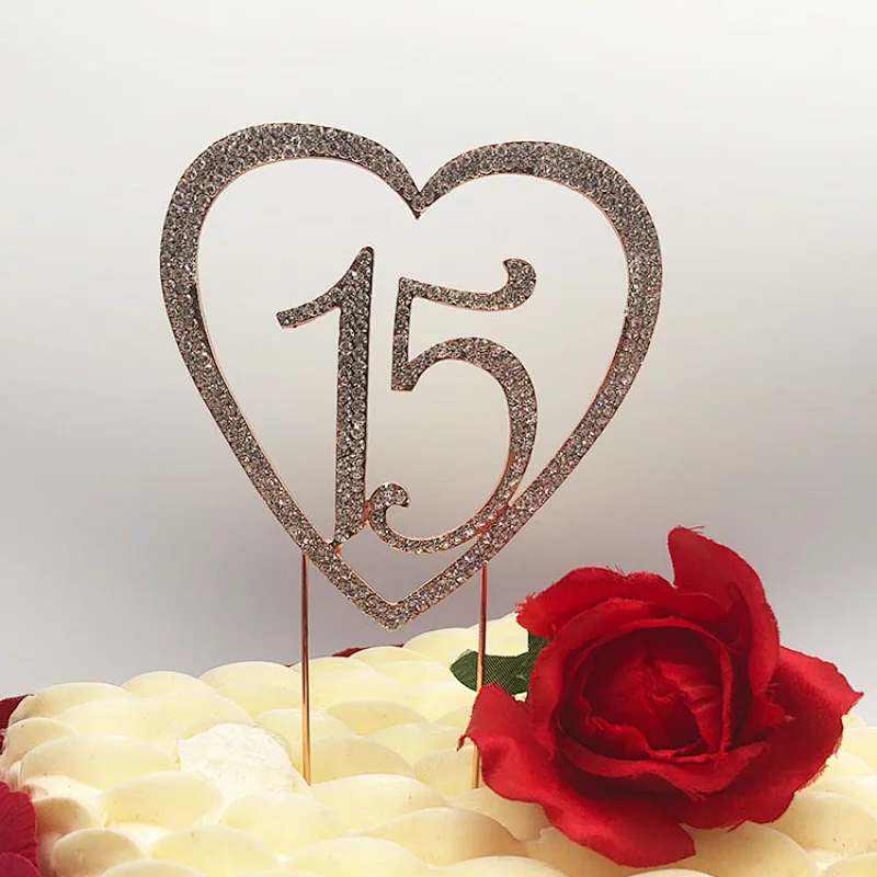 2019 sparkle rose gold plated crystal birthday cake topper wholesale