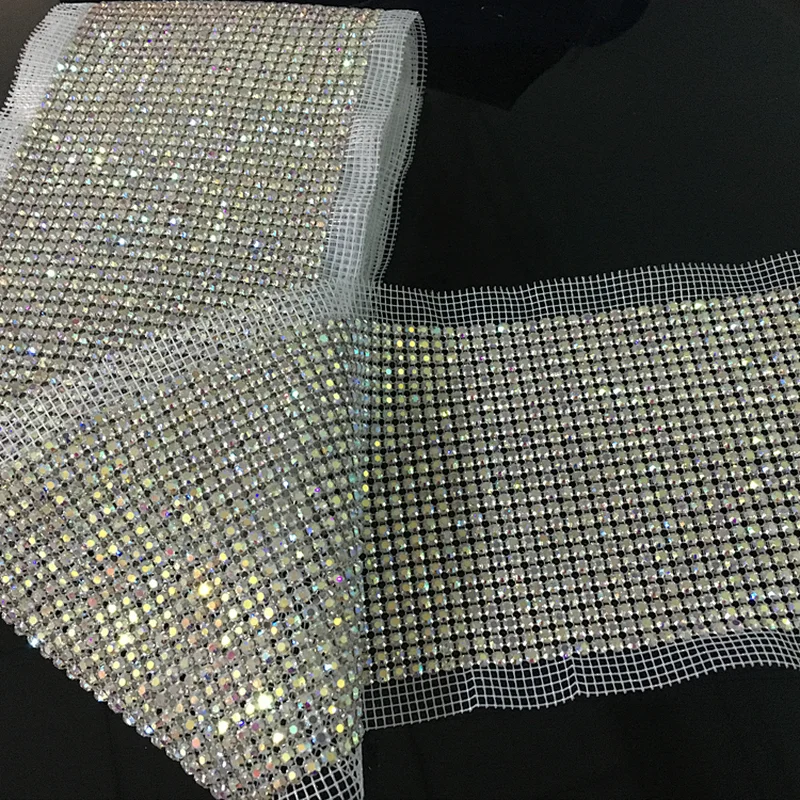 Garment Use wholesale 2mm/3mm/4mm ab bling crystal rhinestone net mesh for decoration