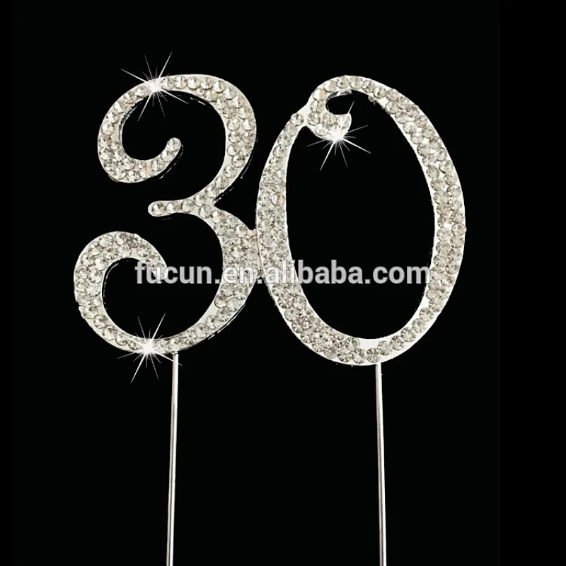 allumen steel mold 12cm Number 30 crystal cake topper for birthday party cake decoration