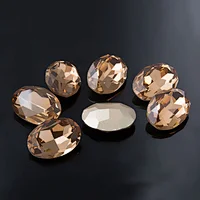 Fancy Jewelry Oval Facetted Cut Pointed Back Glass Stone Loose Drop Crystal