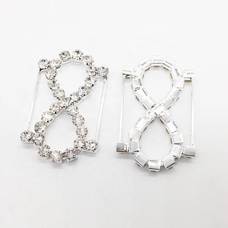 latest popular custom diamante Invitations rhinestone buckle for crystal slider ribbon