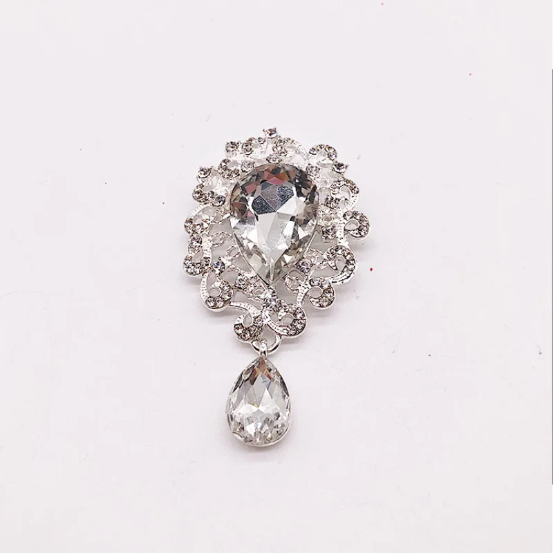 customized new design bridal rhinestone silver plated brooch
