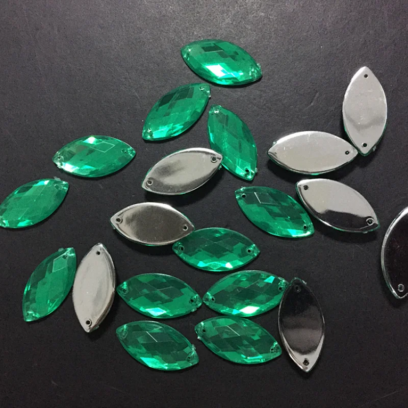 wholesale non hot fix crystal green acrylic stones flat back loose acrylic stones for cloths