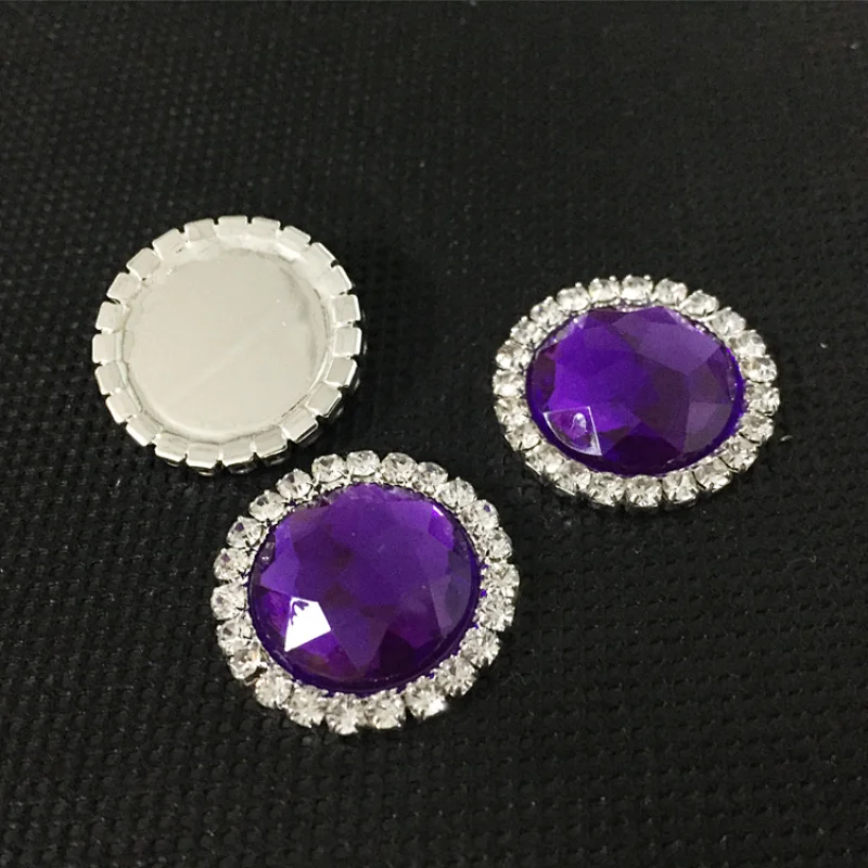 fashion decorative various colors round flat back rhinestone acrylic crystal button