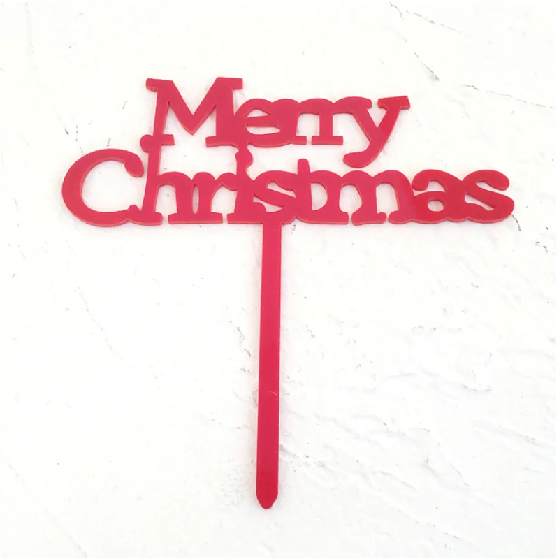 Custom Happy Xmas Party Red Merry Christmas Acrylic Cake Topper