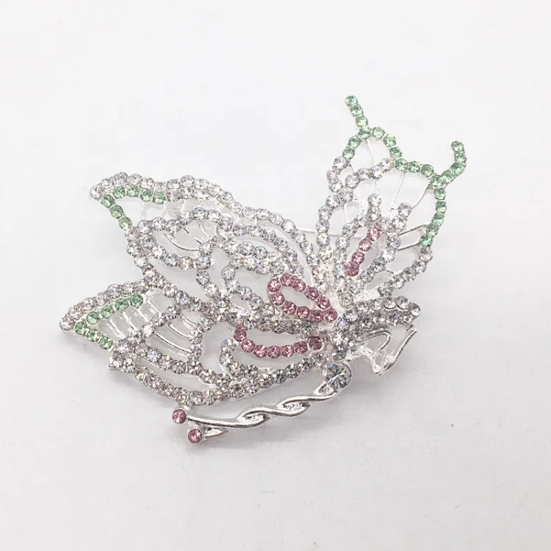 Custom Made Fashion Rhinestone Butterfly Shape Insect Brooches for Girls