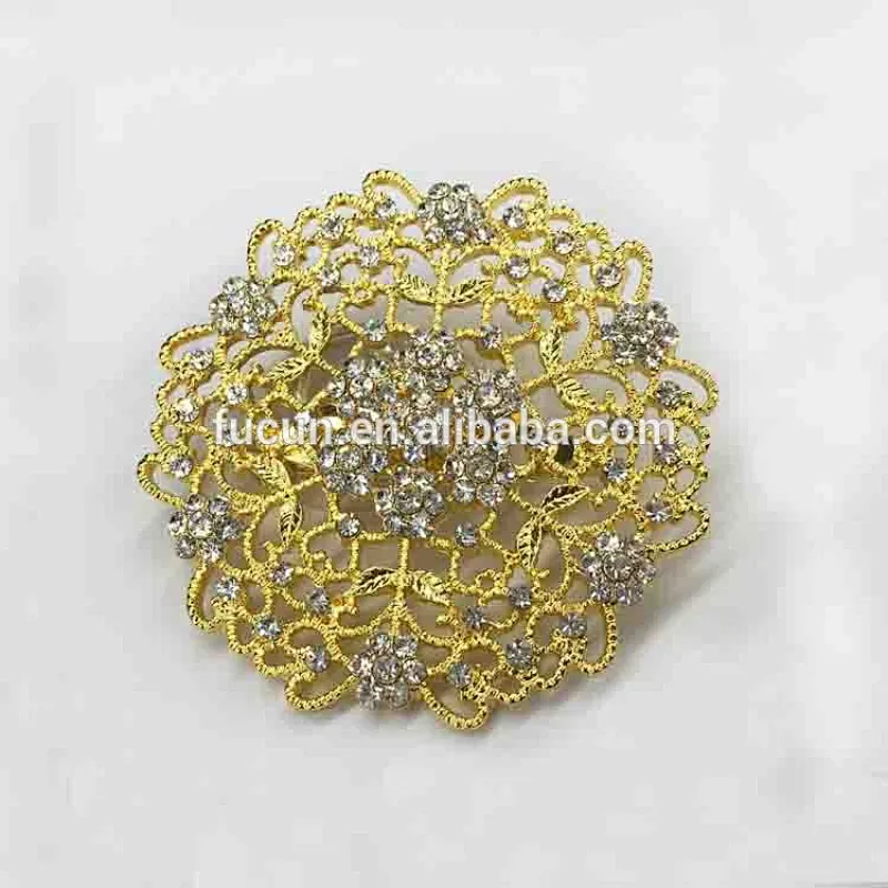 Factory wholesale hot sale gold jewelry crystal bridal wedding rhinestone brooch
