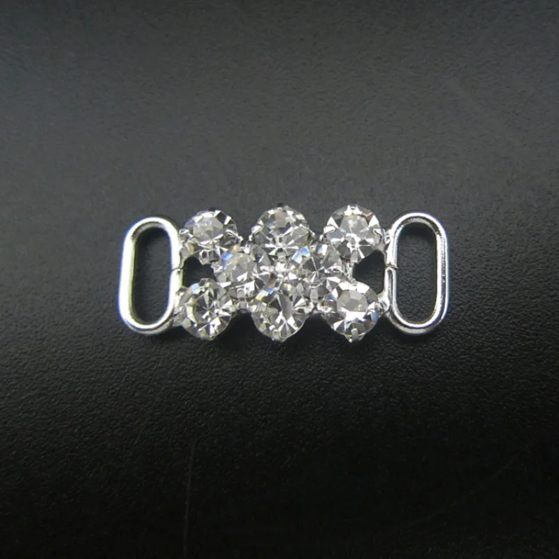 fashion swimwear rhinestone metal closure clasp crystal connector for swim wear bikini decorations