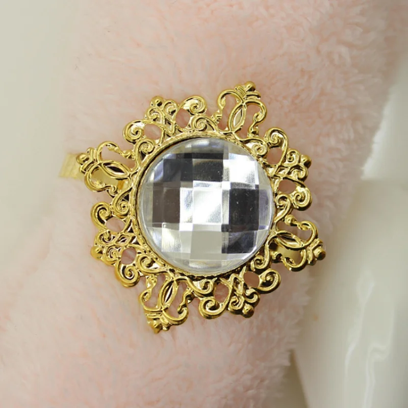 BULK CHEAP GOLD CRYSTAL NAPKIN RING
