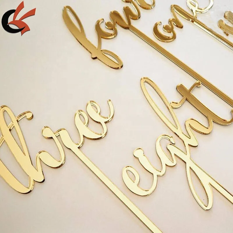 Party Decoration Laser Cutting Acrylic Mirror Birthday Cake Topper Table Number