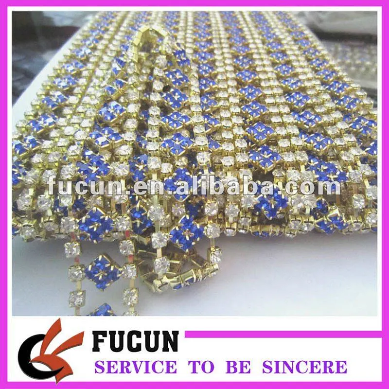 hot sale wholesale fashion rhinestone cup chain with gold trimming