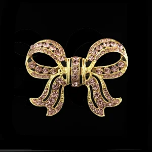 customized fashion silver latest style bowknot rhinestone crystal brooch